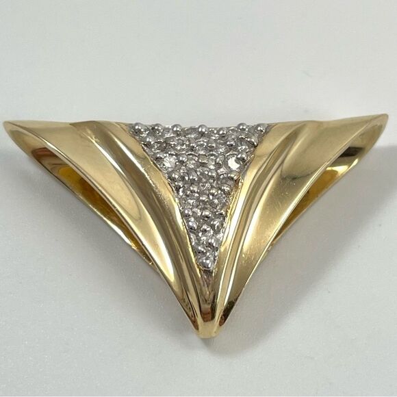 14k Yellow Gold and 24 Small Genuine Diamonds Pendant Statement Vintage - Picture 8 of 10